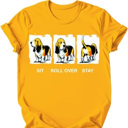 Basset Hound Sit Roll Over Stay T Shirt Gift For Dog Lover
