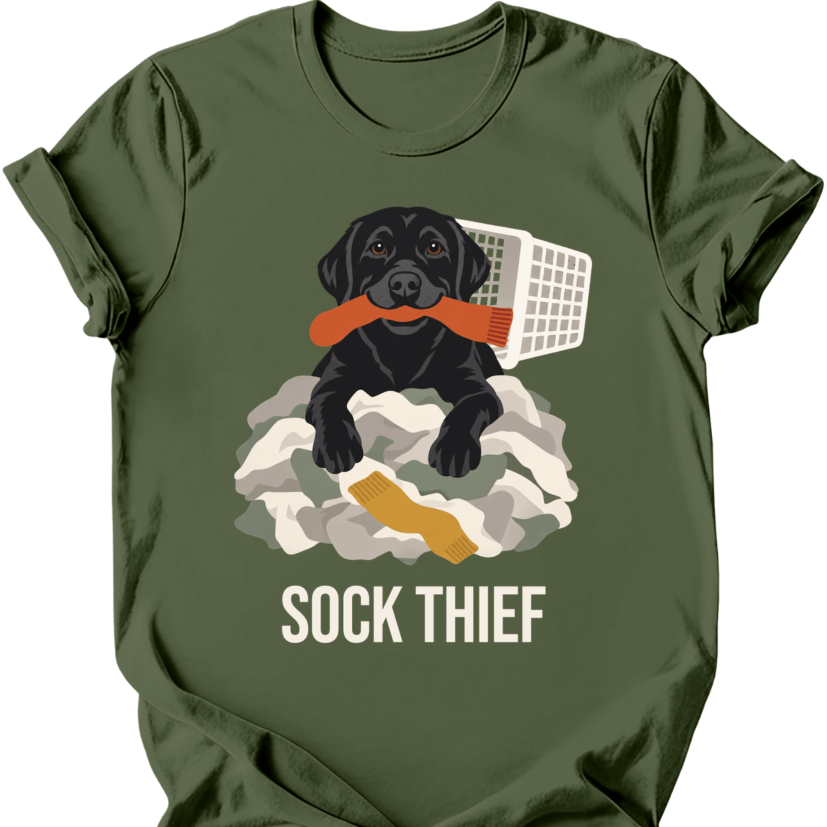 Black Labrador Sock Thief T Shirt Gift For Dog Lover