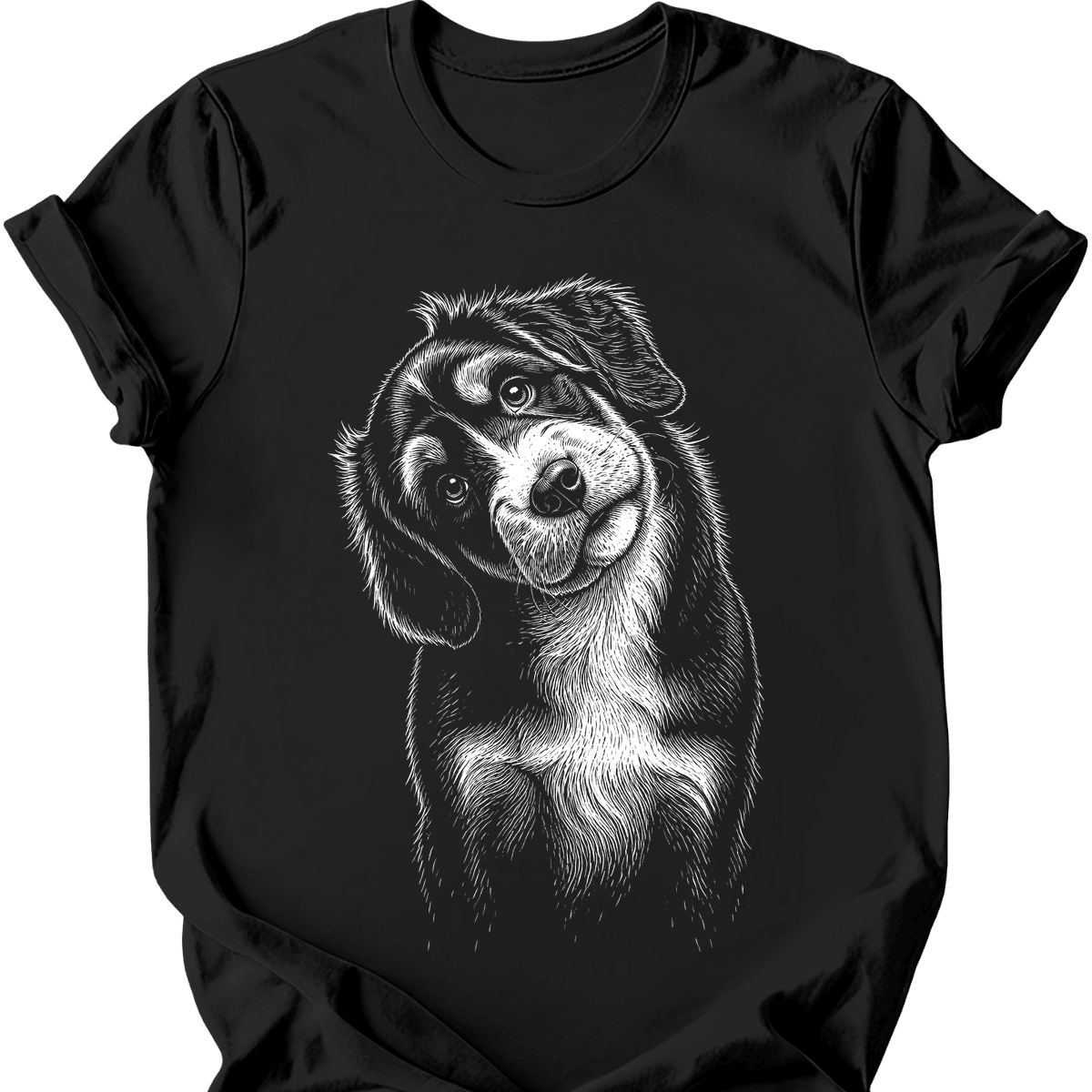 Bernedoodle Tilted Dog T Shirt Gift For Dog Lover