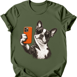 Boston Terrier Selfie Dog T Shirt Gift For Dog Lover