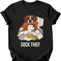 Boxer Sock Thief T Shirt Gift For Dog Lover