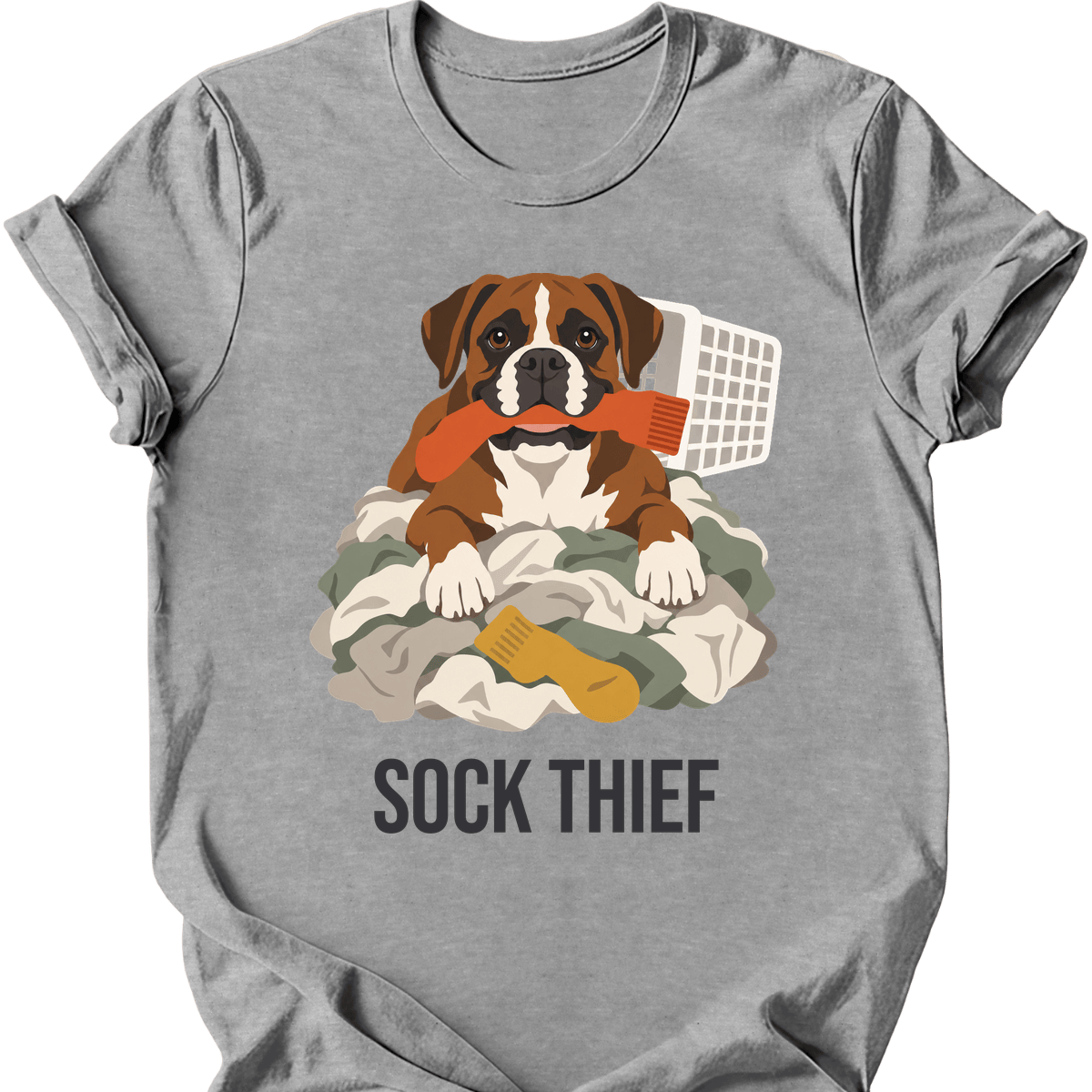 Boxer Sock Thief T Shirt Gift For Dog Lover
