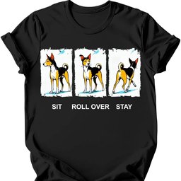 Basenji Sit Roll Over Stay T Shirt Gift For Dog Lover