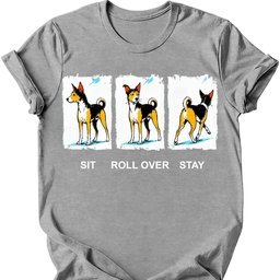 Basenji Sit Roll Over Stay T Shirt Gift For Dog Lover