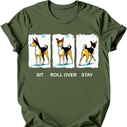Basenji Sit Roll Over Stay T Shirt Gift For Dog Lover