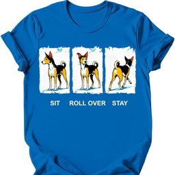 Basenji Sit Roll Over Stay T Shirt Gift For Dog Lover