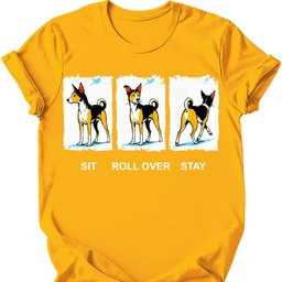 Basenji Sit Roll Over Stay T Shirt Gift For Dog Lover