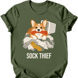 Corgi Sock Thief T Shirt Gift For Dog Lover