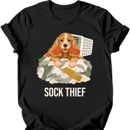 Cocker Spaniel Sock Thief T Shirt Gift For Dog Lover