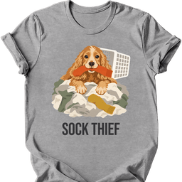 Cocker Spaniel Sock Thief T Shirt Gift For Dog Lover