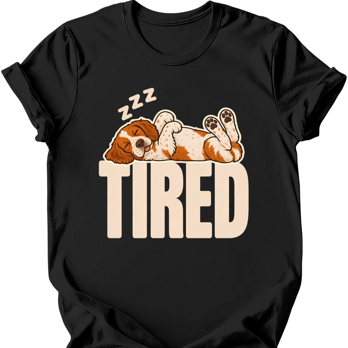 Brittany Spaniel Tired Dog T Shirt Gift For Dog Lover