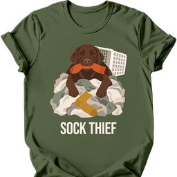 Chocolate Labrador Sock Thief T Shirt Gift For Dog Lover
