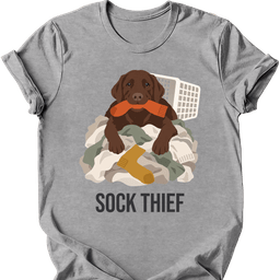 Chocolate Labrador Sock Thief T Shirt Gift For Dog Lover