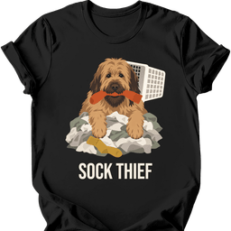 Briard Sock Thief T Shirt Gift For Dog Lover