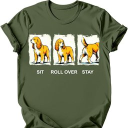 Cocker Spaniel Sit Roll Over Stay T Shirt Gift For Dog Lover