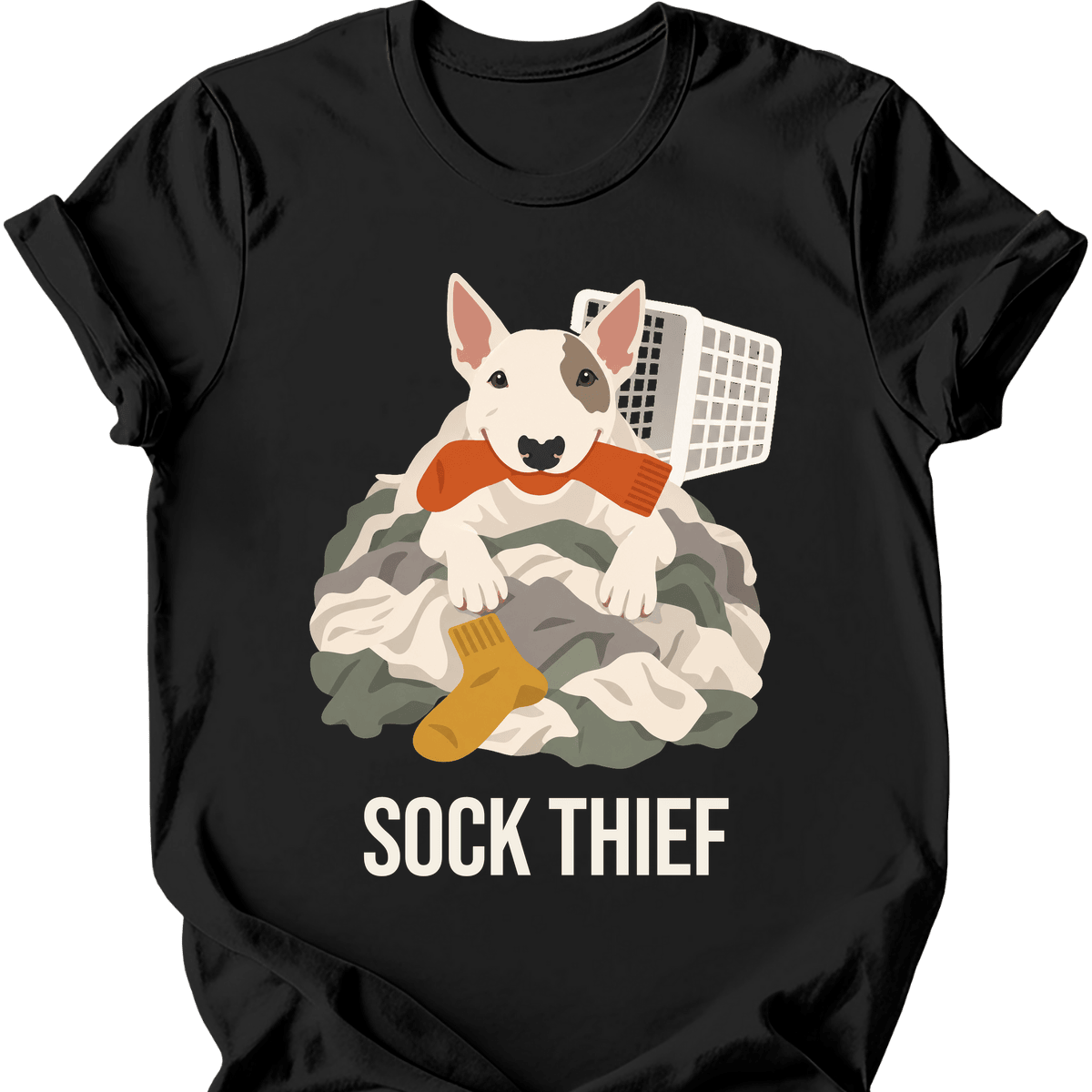 Bull Terrier Sock Thief T Shirt Gift For Dog Lover