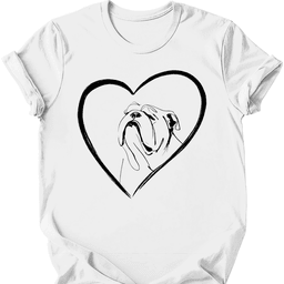 Bulldog Heart Dog T Shirt Gift For Dog Lover
