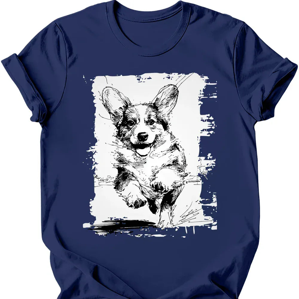 Corgi Running Dog T Shirt Gift For Dog Lover
