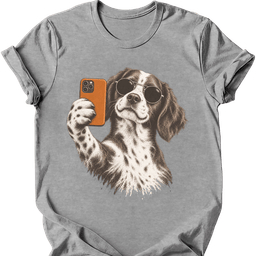Brittany Spaniel Selfie Dog T Shirt Gift For Dog Lover