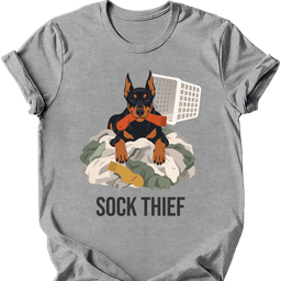 Doberman Sock Thief T Shirt Gift For Dog Lover