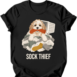 Cavachon Sock Thief T Shirt Gift For Dog Lover