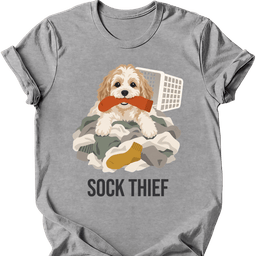 Cavachon Sock Thief T Shirt Gift For Dog Lover