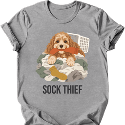 Cavapoo Sock Thief T Shirt Gift For Dog Lover