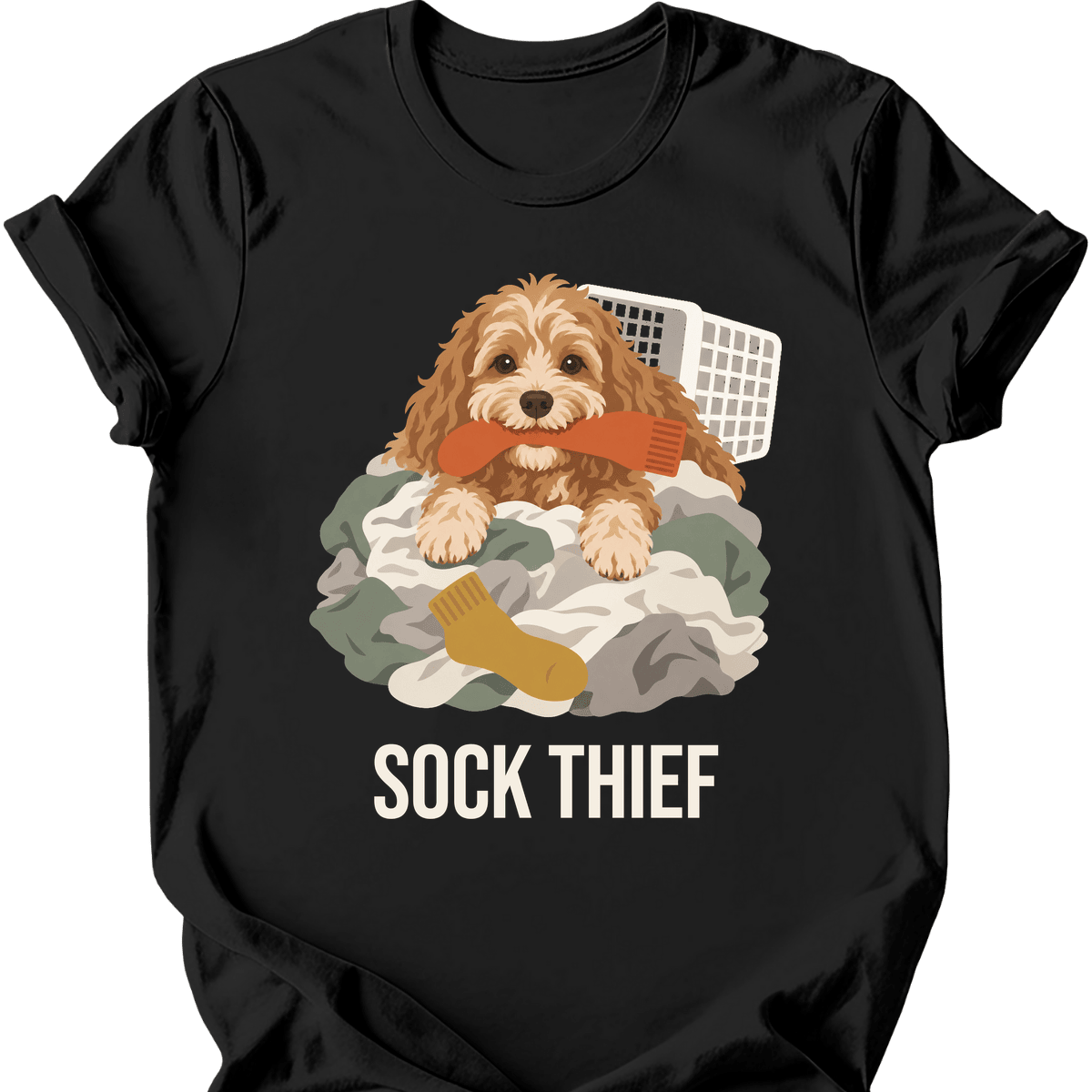 Cavapoo Sock Thief T Shirt Gift For Dog Lover