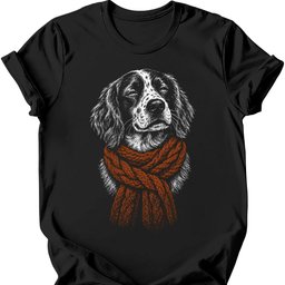 Brittany Spaniel Winter Dog T Shirt Gift For Dog Lover