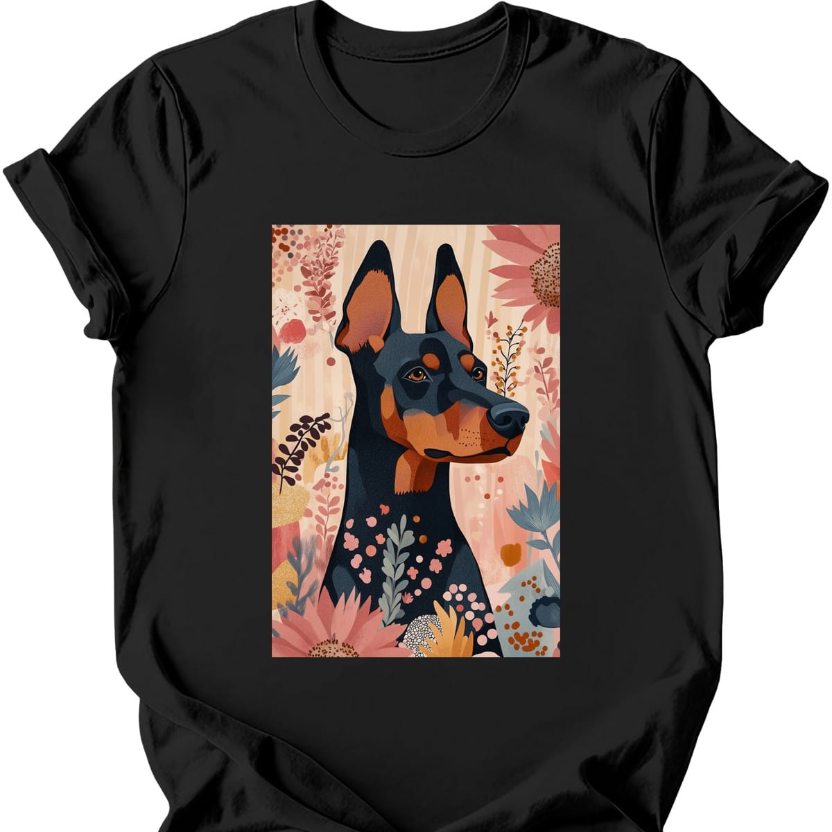 Doberman Boho Dog T Shirt Gift For Dog Lover