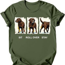 Chocolate Labrador Sit Roll Over Stay T Shirt Gift For Dog Lover