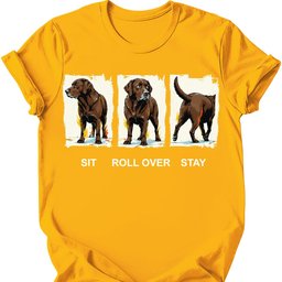 Chocolate Labrador Sit Roll Over Stay T Shirt Gift For Dog Lover