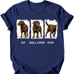 Chocolate Labrador Sit Roll Over Stay T Shirt Gift For Dog Lover
