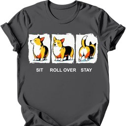 Corgi Sit Roll Over Stay T Shirt Gift For Dog Lover