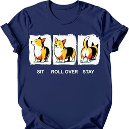 Corgi Sit Roll Over Stay T Shirt Gift For Dog Lover