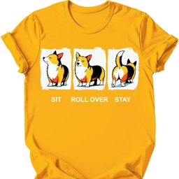 Corgi Sit Roll Over Stay T Shirt Gift For Dog Lover