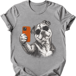 Bulldog Selfie Dog T Shirt Gift For Dog Lover