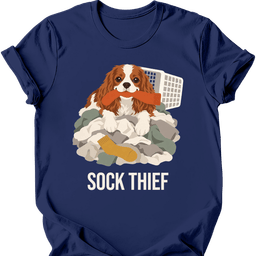 Cavalier King Charles Spaniel Sock Thief T Shirt Gift For Dog Lover