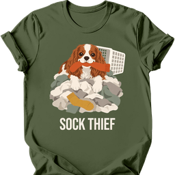 Cavalier King Charles Spaniel Sock Thief T Shirt Gift For Dog Lover
