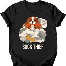 Cavalier King Charles Spaniel Sock Thief T Shirt Gift For Dog Lover