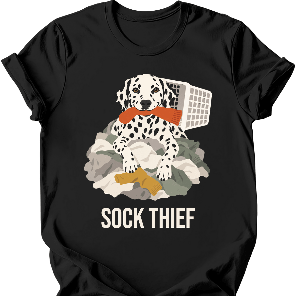 Dalmatian Sock Thief T Shirt Gift For Dog Lover