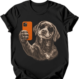 Chocolate Labrador Selfie Dog T Shirt Gift For Dog Lover