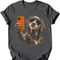 Chocolate Labrador Selfie Dog T Shirt Gift For Dog Lover
