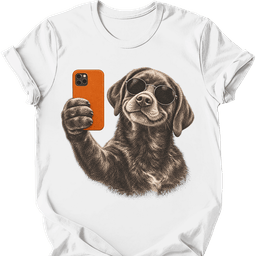 Chocolate Labrador Selfie Dog T Shirt Gift For Dog Lover