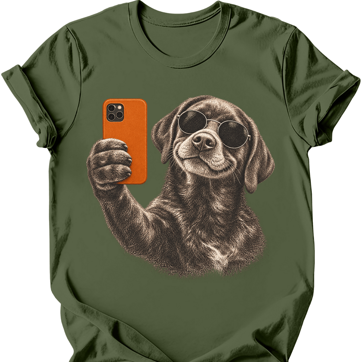 Chocolate Labrador Selfie Dog T Shirt Gift For Dog Lover