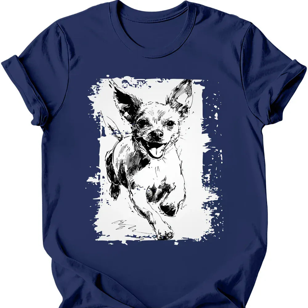 Chihuahua Running Dog T Shirt Gift For Dog Lover