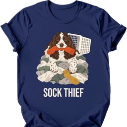 English Springer Spaniel Sock Thief T Shirt Gift For Dog Lover