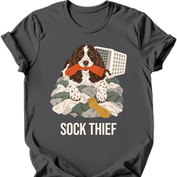 English Springer Spaniel Sock Thief T Shirt Gift For Dog Lover