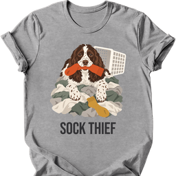 English Springer Spaniel Sock Thief T Shirt Gift For Dog Lover