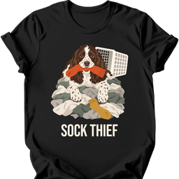 English Springer Spaniel Sock Thief T Shirt Gift For Dog Lover